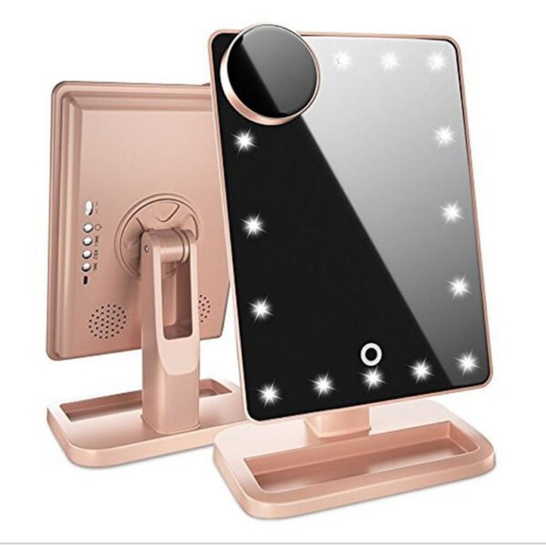 880225515351.jpg Touch Screen Makeup Mirror With 20 LED Light Bluetooth Music Speaker 10X Magnifying Mirrors Lights