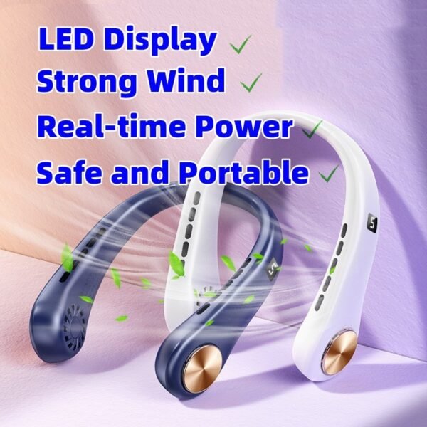 ae5cb8d4-54d6-48f6-82e3-ded2b6803d1a.jpg New Mini Neck Fan Portable Bladeless Hanging Neck Rechargeable Air Cooler Mini Summer Sports Fans