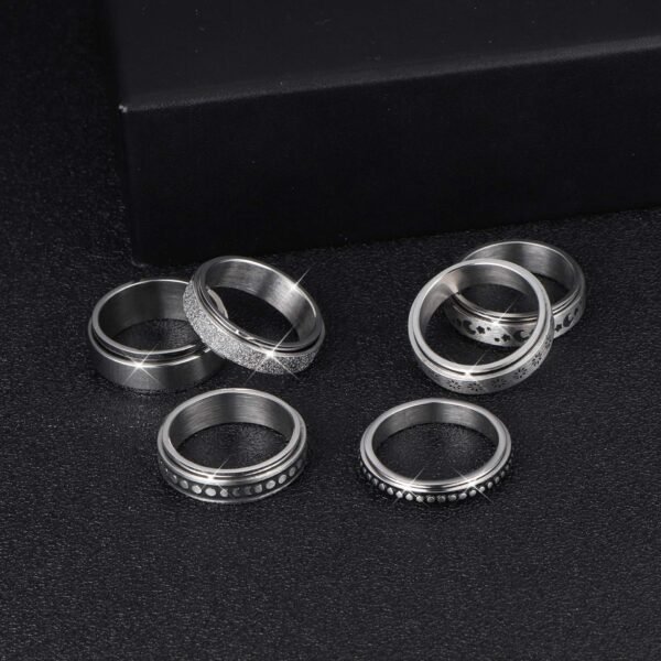 Stainless Steel Rotatable Spinner Ring - Moon & Star Anxiety Relief Band