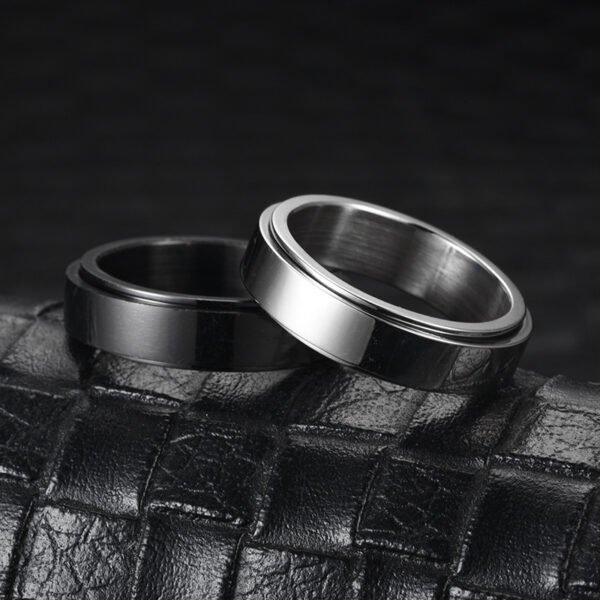 Stainless Steel Rotatable Spinner Ring - Moon & Star Anxiety Relief Band