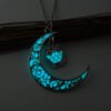 Glow-in-the-Dark Moon Pendant Necklace Silver Plated Chain