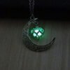 Glow-in-the-Dark Moon Pendant Necklace Silver Plated Chain