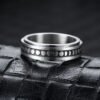 Stainless Steel Rotatable Spinner Ring - Moon & Star Anxiety Relief Band