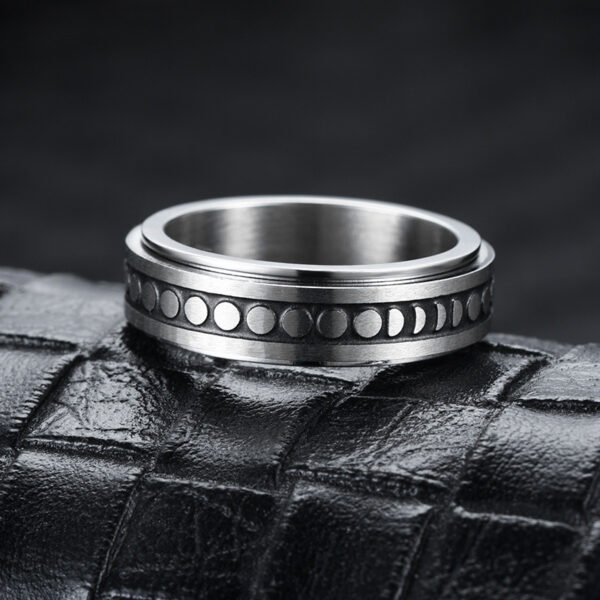 Stainless Steel Rotatable Spinner Ring - Moon & Star Anxiety Relief Band