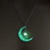 Glow-in-the-Dark Moon Pendant Necklace Silver Plated Chain