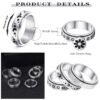 Stainless Steel Rotatable Spinner Ring - Moon & Star Anxiety Relief Band