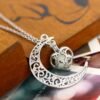 Glow-in-the-Dark Moon Pendant Necklace Silver Plated Chain