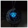 Glow-in-the-Dark Moon Pendant Necklace Silver Plated Chain